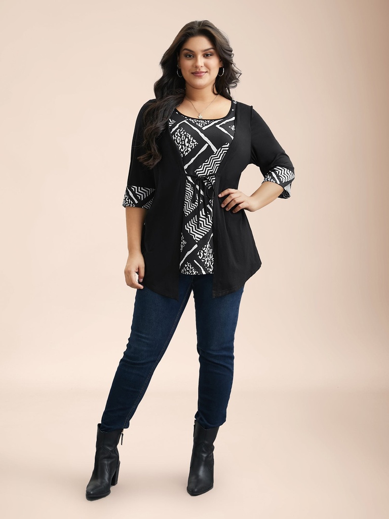 Blusa patchwork geométrica 2 en 1