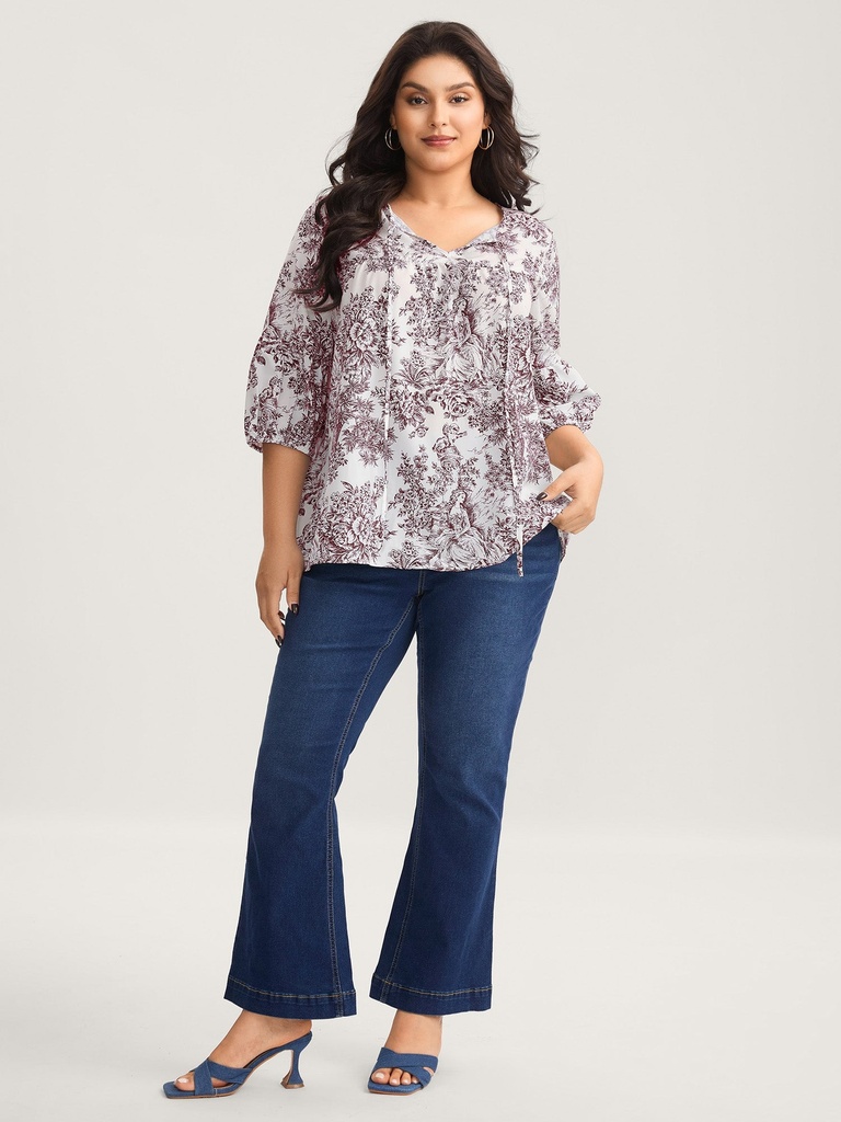 Blusa evasé con estampado artístico