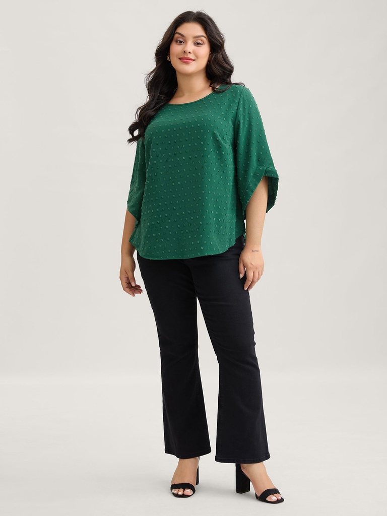 Blusa texturizada de cuello redondo