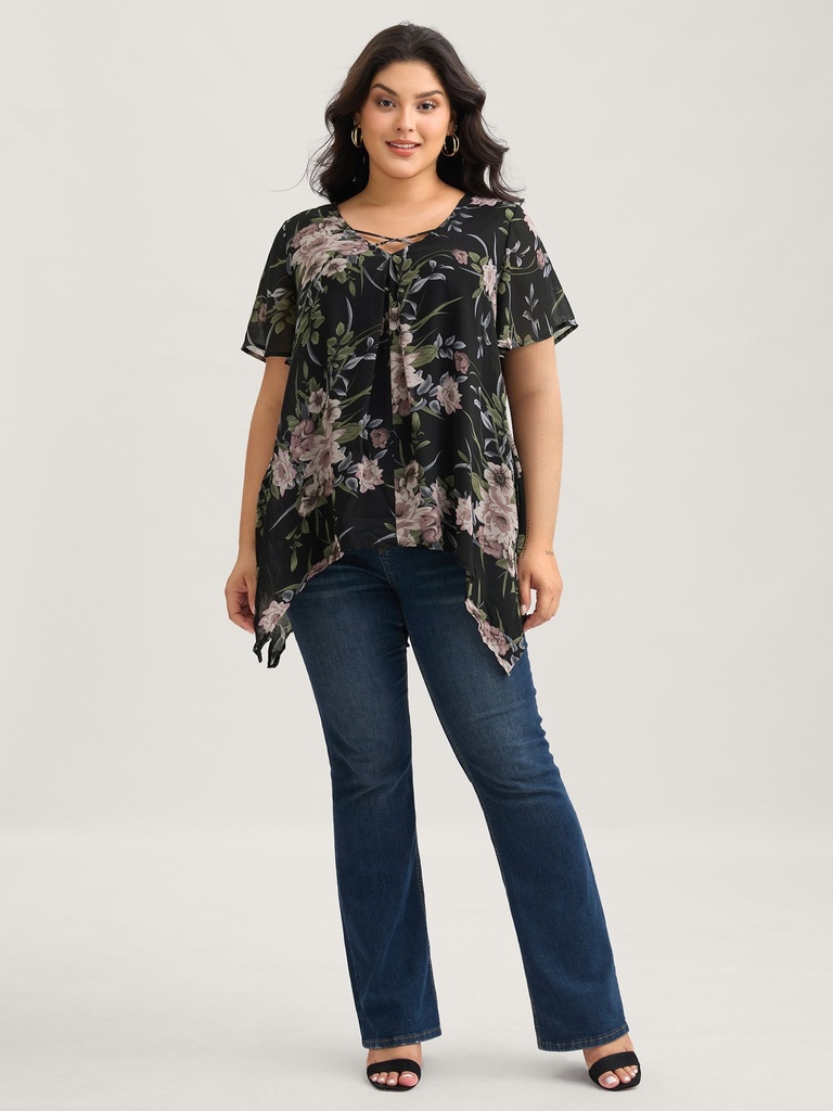 Blusa con mangas de murciélago floral (copia)