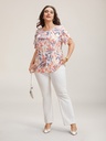 Blusa floral de escote plisado