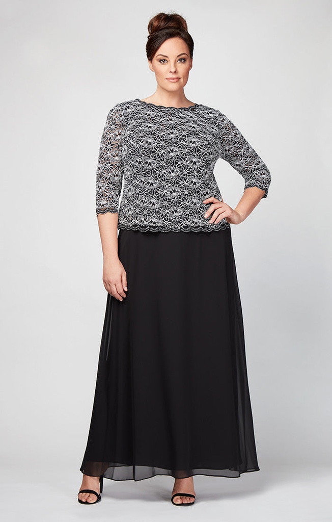 Vestido de gasa con corpiño de encaje (copia)