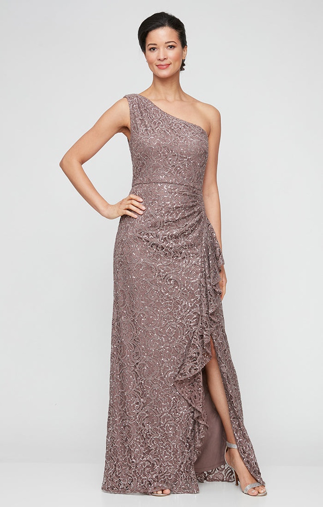 Vestido de encaje de un sólo hombro