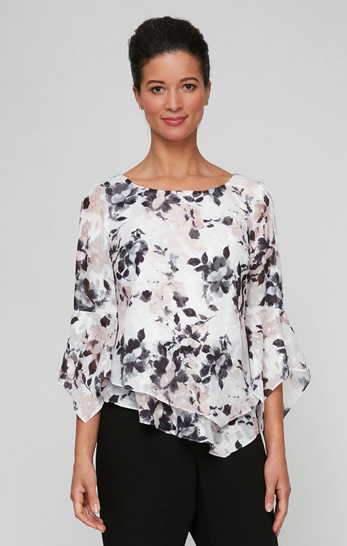 Blusa floral de mangas 3/4