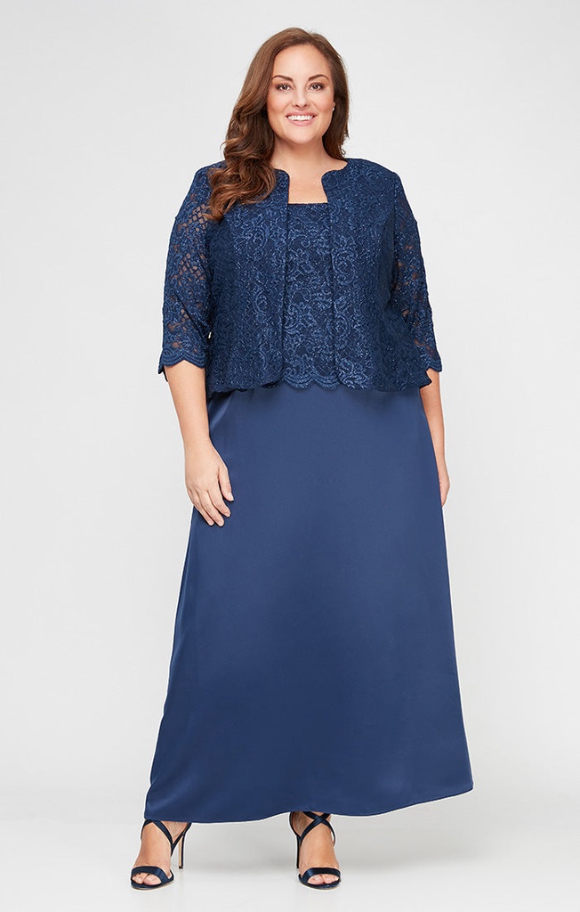 Vestido de encaje con chaqueta