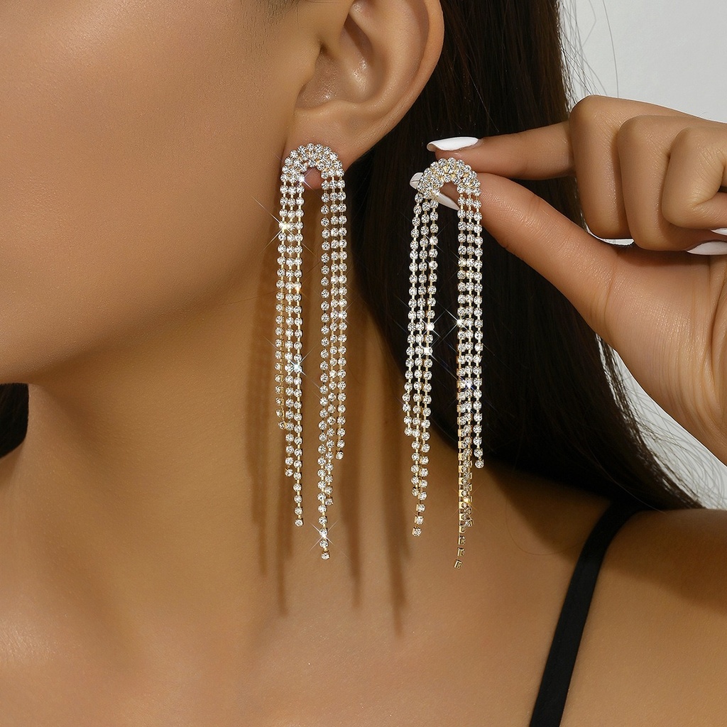 Aretes de de borla con diamantes
