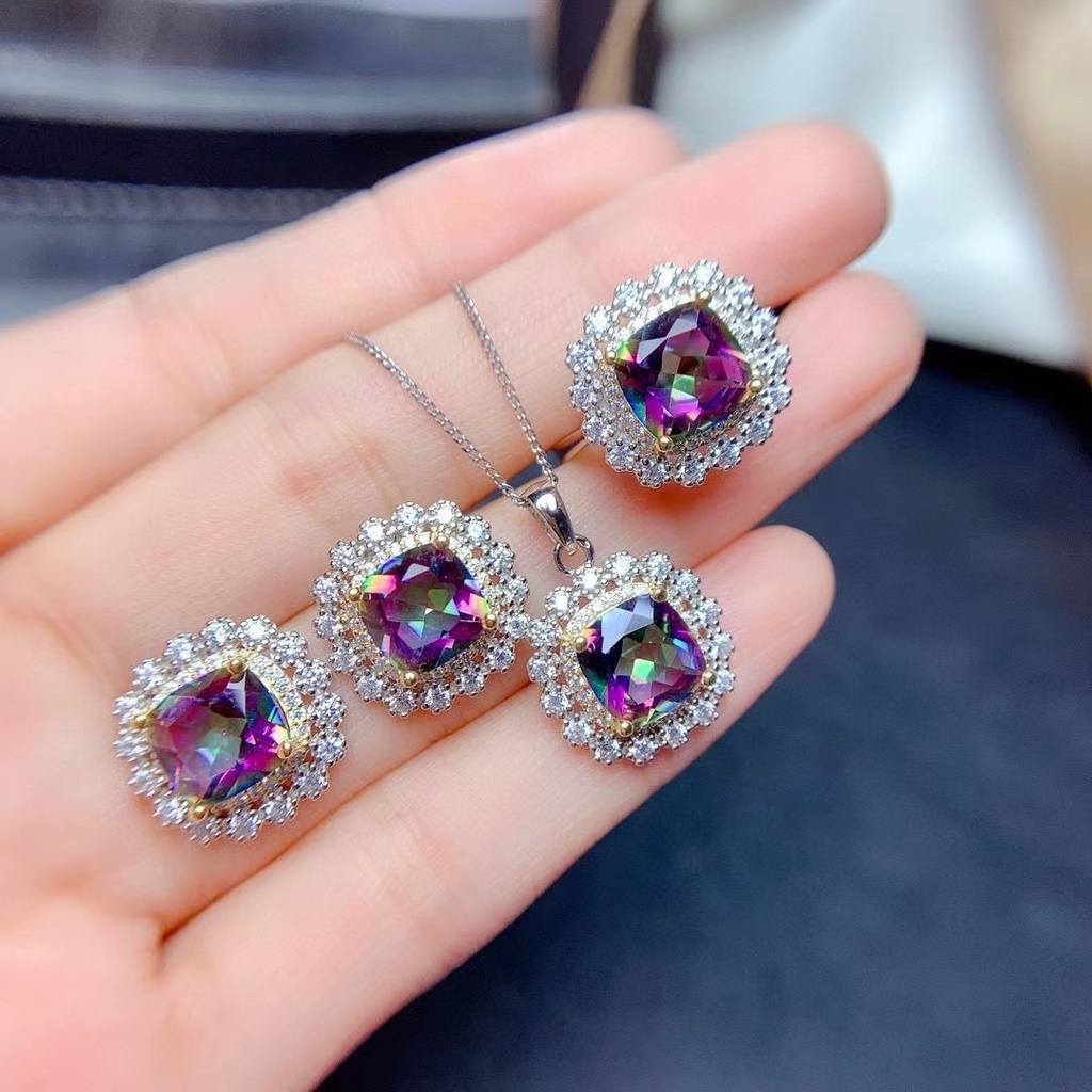 Juego de collar con aretes y anillo