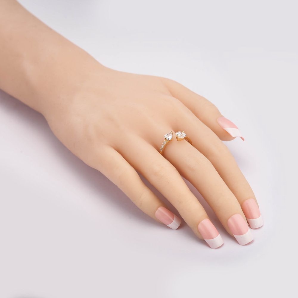 Anillo ajustable con diamantes corazón