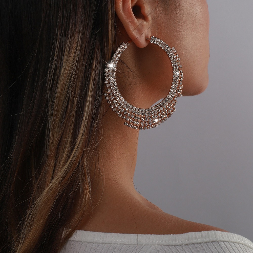 Argollas maxi con flecos de diamantes