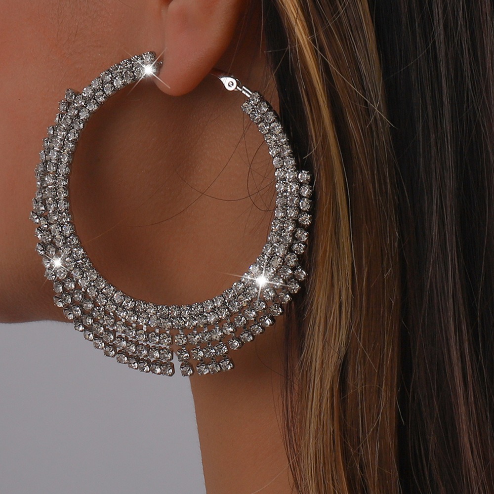 Argollas maxi con flecos de diamantes