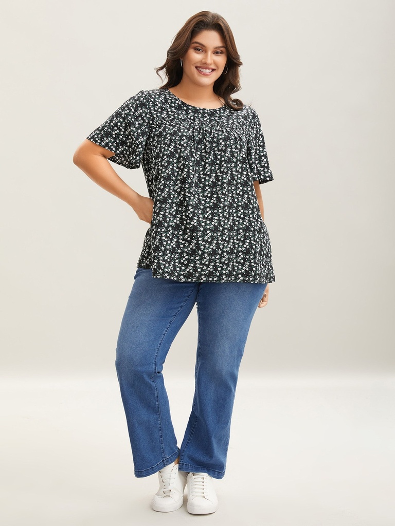 Blusa floral de mangas cortas Ditsy