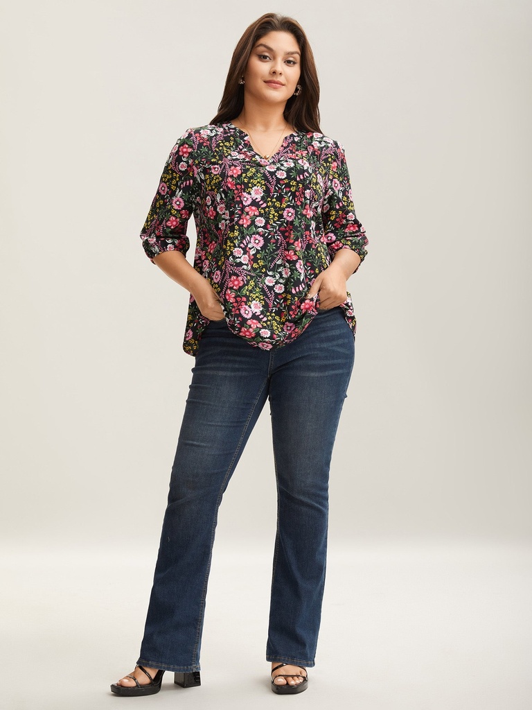 Blusa floral con hombros descubiertos (copia)