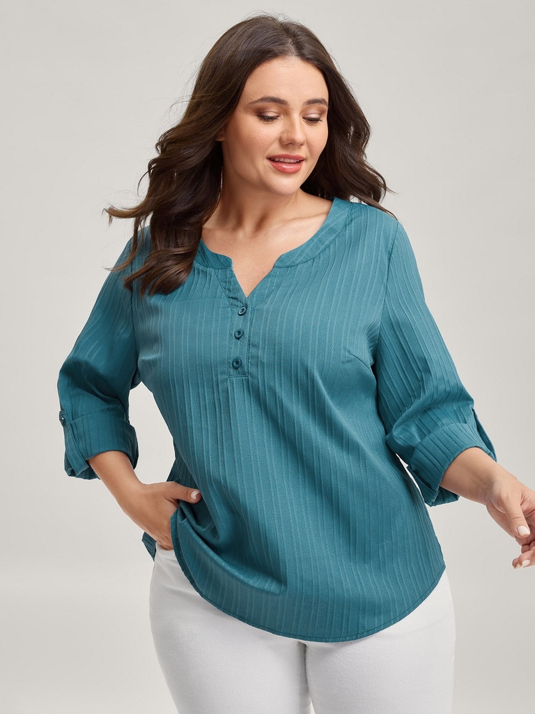 Blusa sólida con cuello mandarín