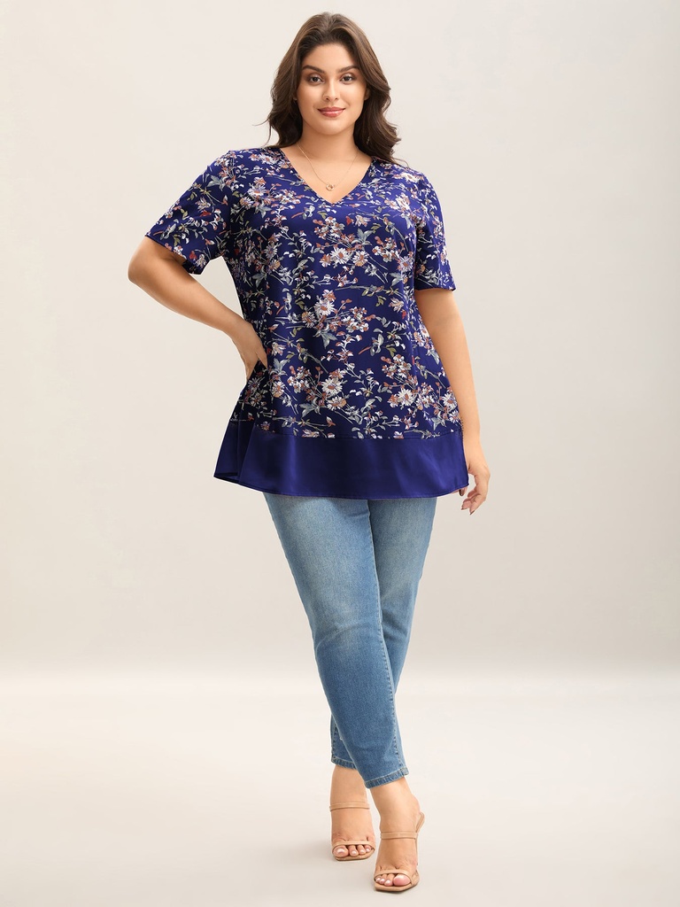 Blusa de gasa floral a capas