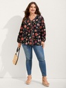 Camisera floral con mangas abullonadas