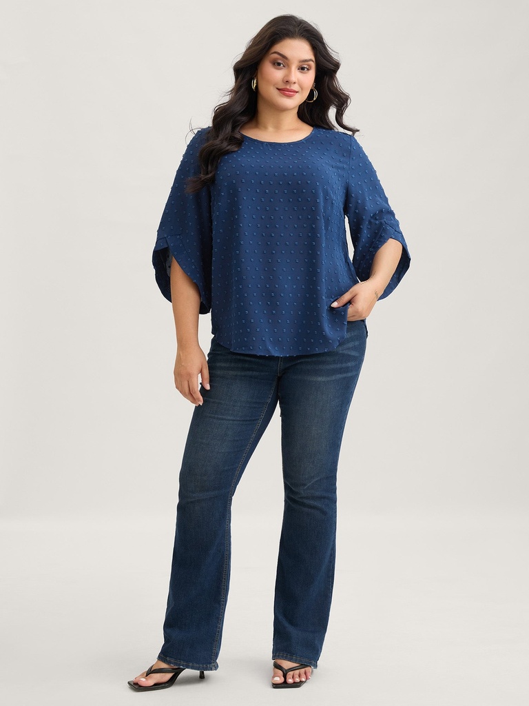 Blusa texturizada de cuello redondo