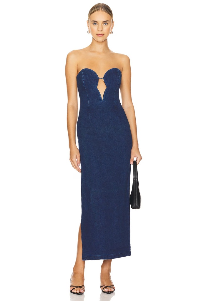 Vestido strapless de mezclilla Eleni