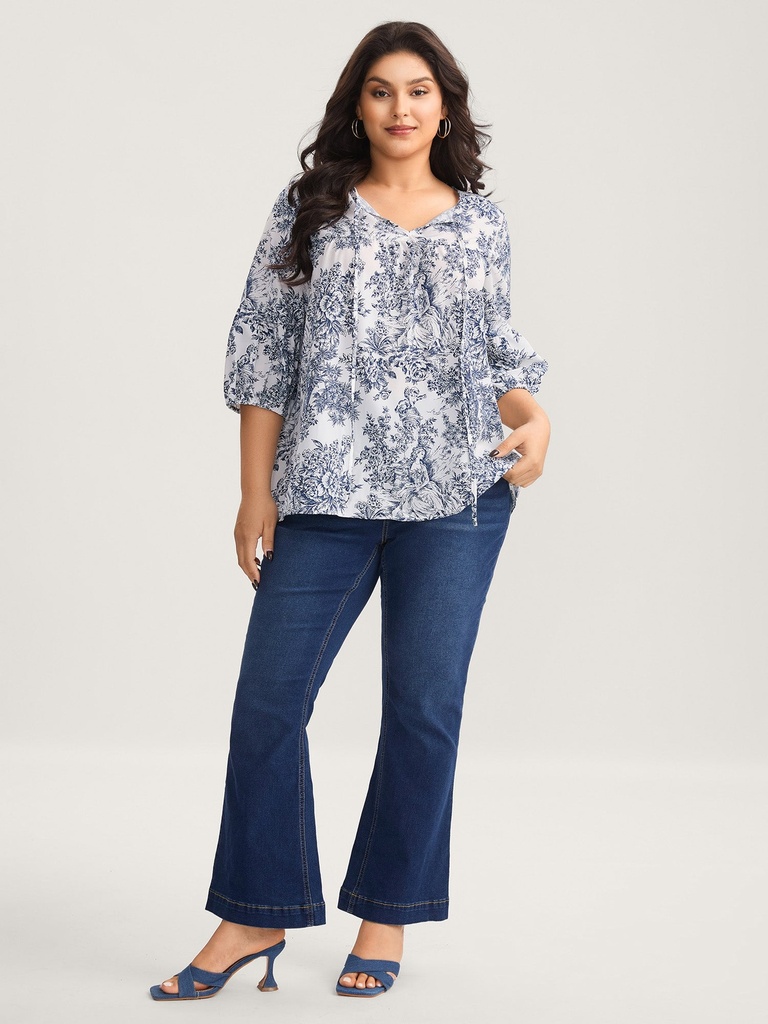 Blusa evasé con estampado artístico