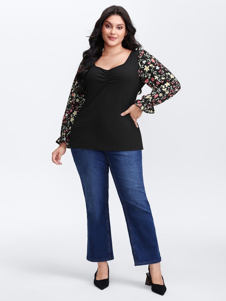 Blusa traslapada con mangas de encaje (copia)