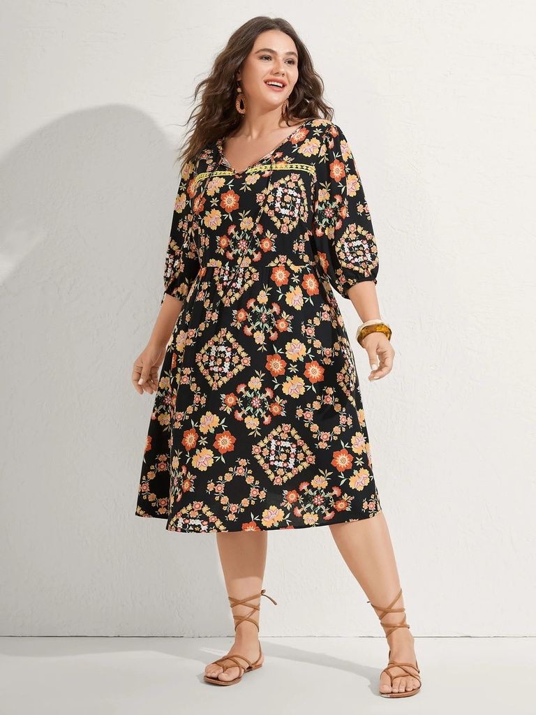Vestido midi de estampado Bohemio
