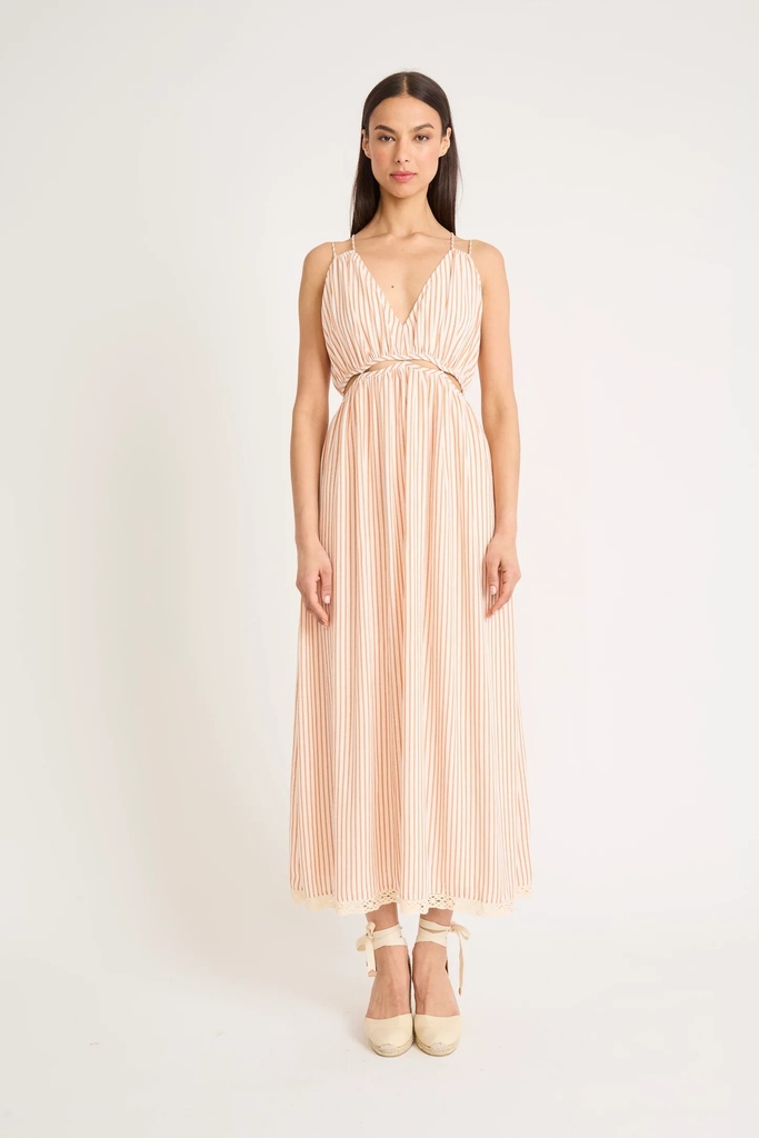 Vestido midi a rayas con aberturas