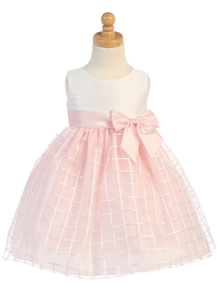Vestido de shantung y organza