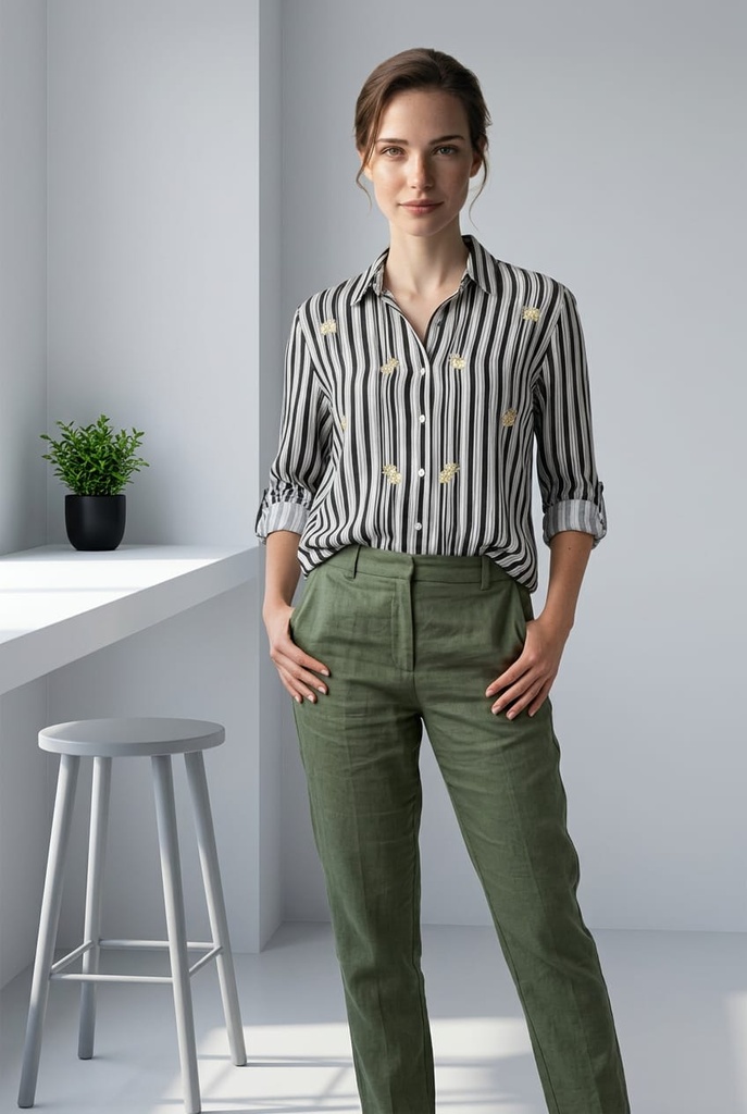 Blusa camisera con margaritas