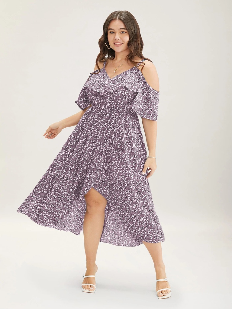 Vestido floral con escote cruzado