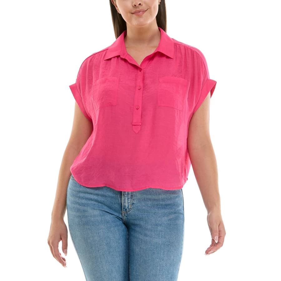 Blusa de manga cortas enrolladas