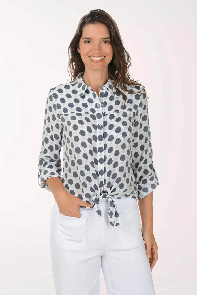 Blusa de manga enrollable