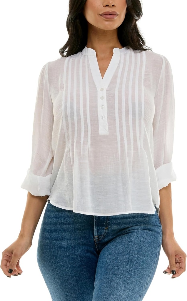 Blusa plisada de manga enrollable