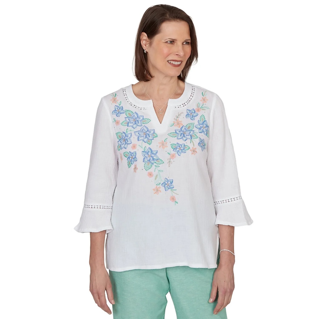 Blusa con estampado floral tropical