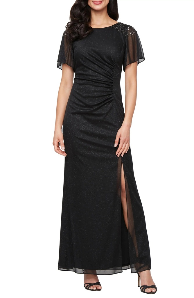 Vestido brillante con escote en V