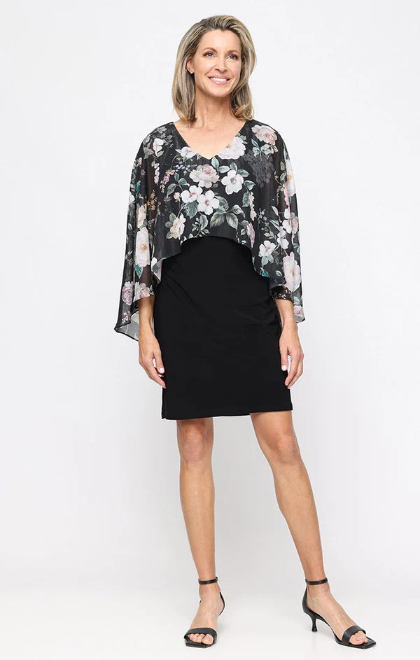 Vestido con capa de chiffón