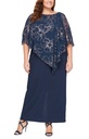 Vestido con capa floral traslapada