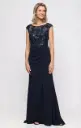 Vestido de crepé elástico con escote ilusión 