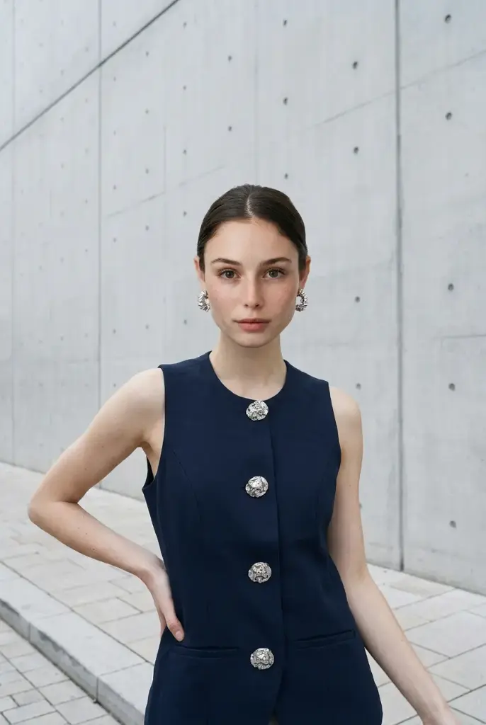 Chaleco formal con maxi botones