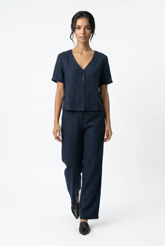 Conjunto de pantalón y blusa liso  