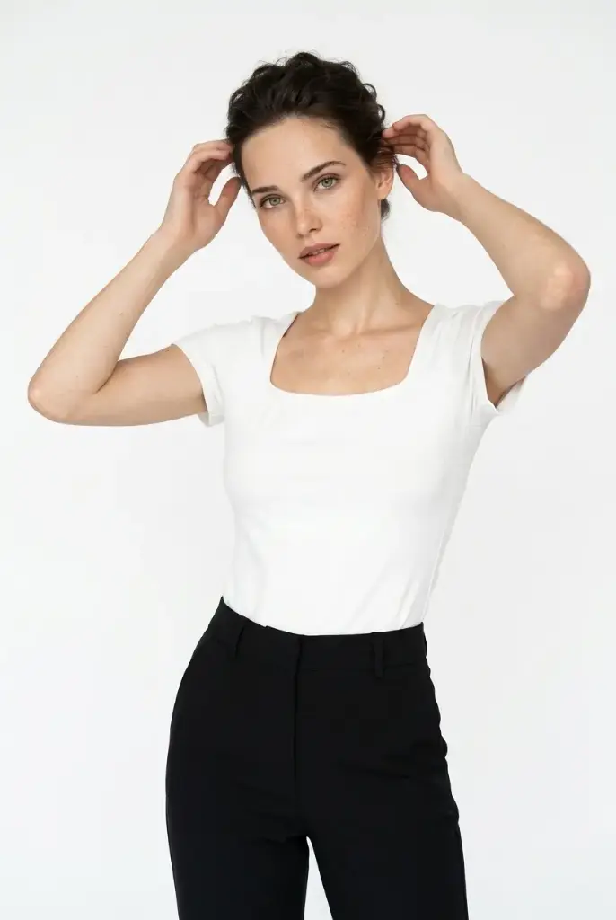 Blusa sólida con escote cuadrado