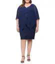 Vestido brillante con capa asimétrica 