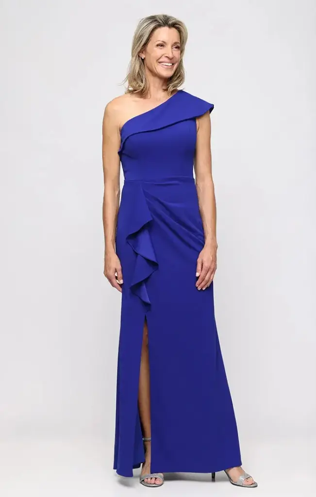 Vestido de crepé de un solo hombro 