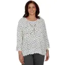 Blusa de encaje geométrico con collar