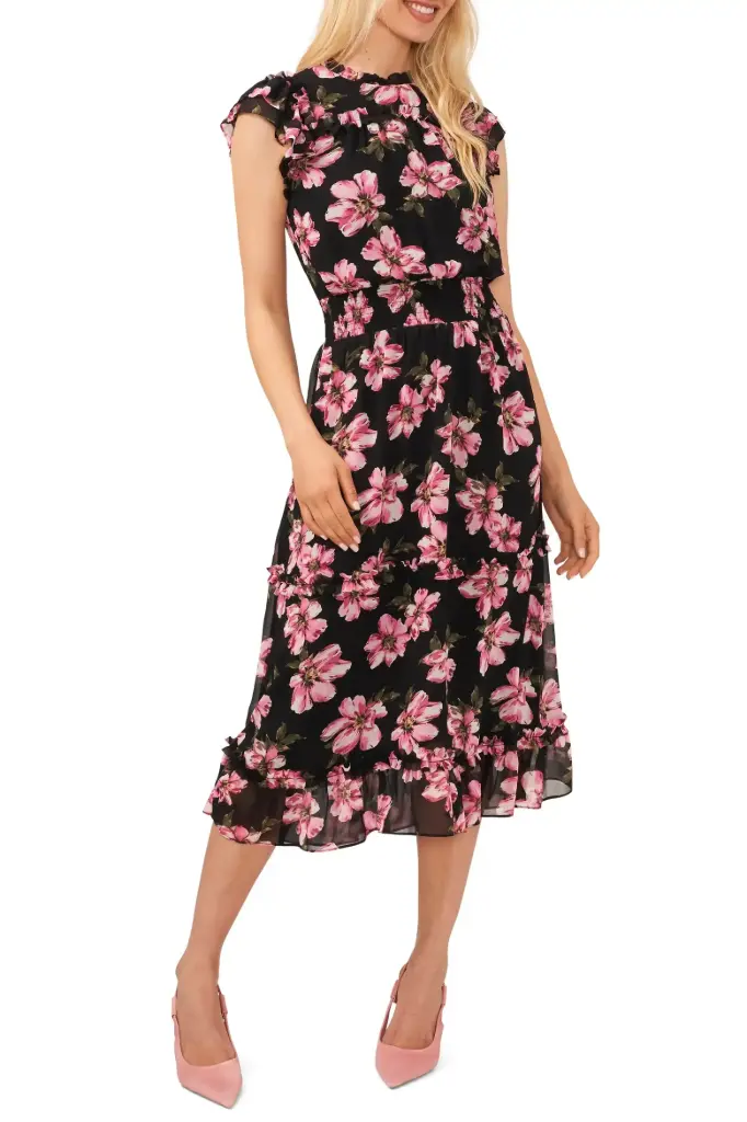 Vestido en capas con estampado floral 