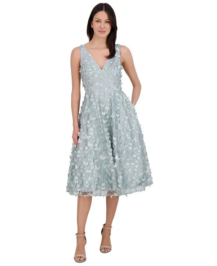 Vestido midi con flores 3D