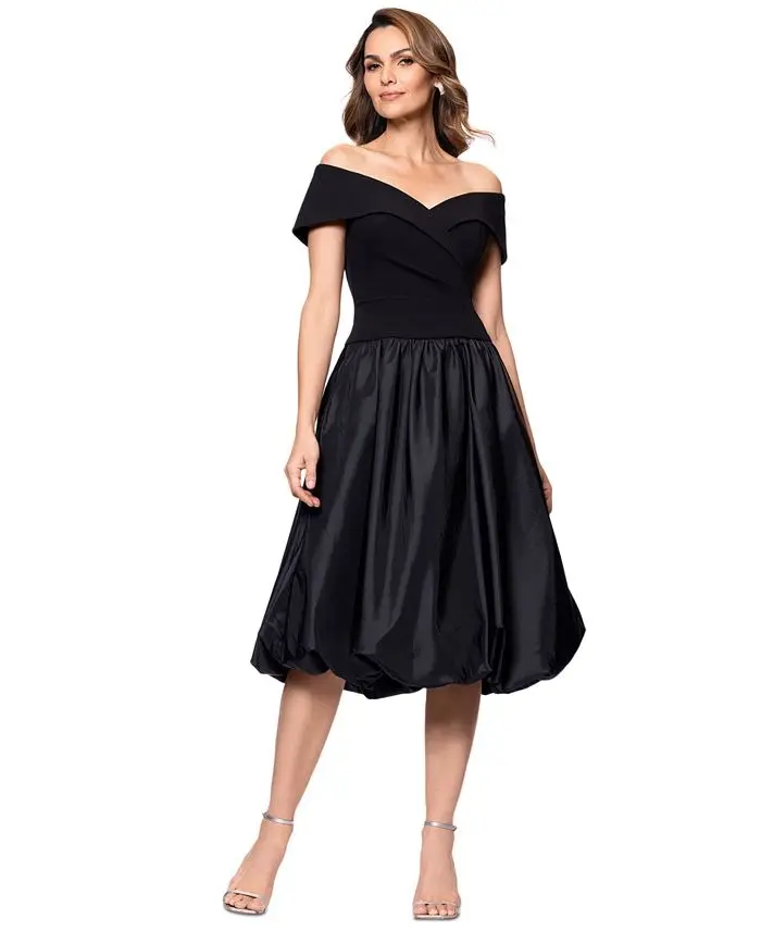 Vestido midi con falda abullonada