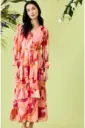 Vestido maxi camisero escalonado 