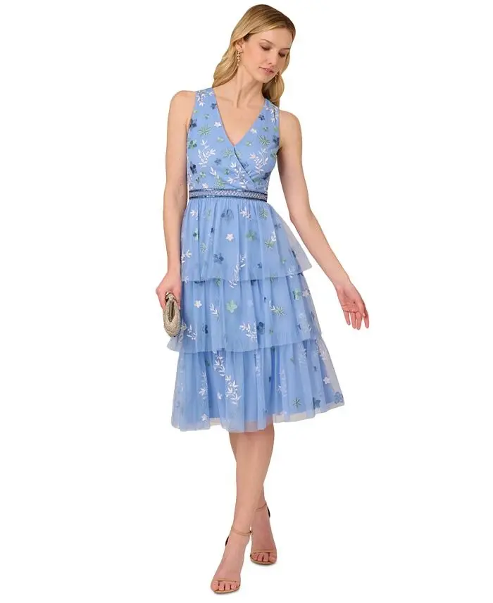 Vestido de malla escalonado 