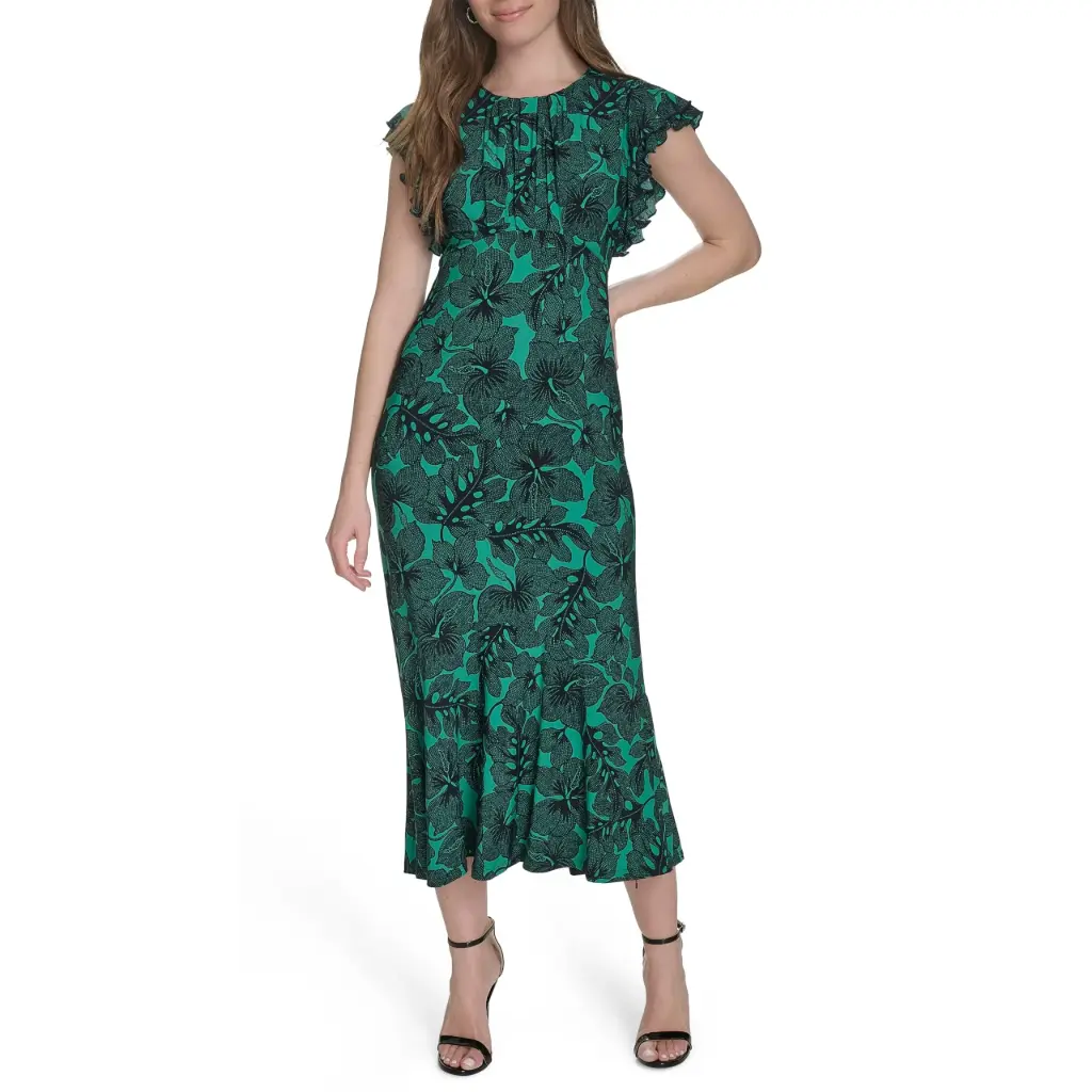 Vestido midi con estampado floral 