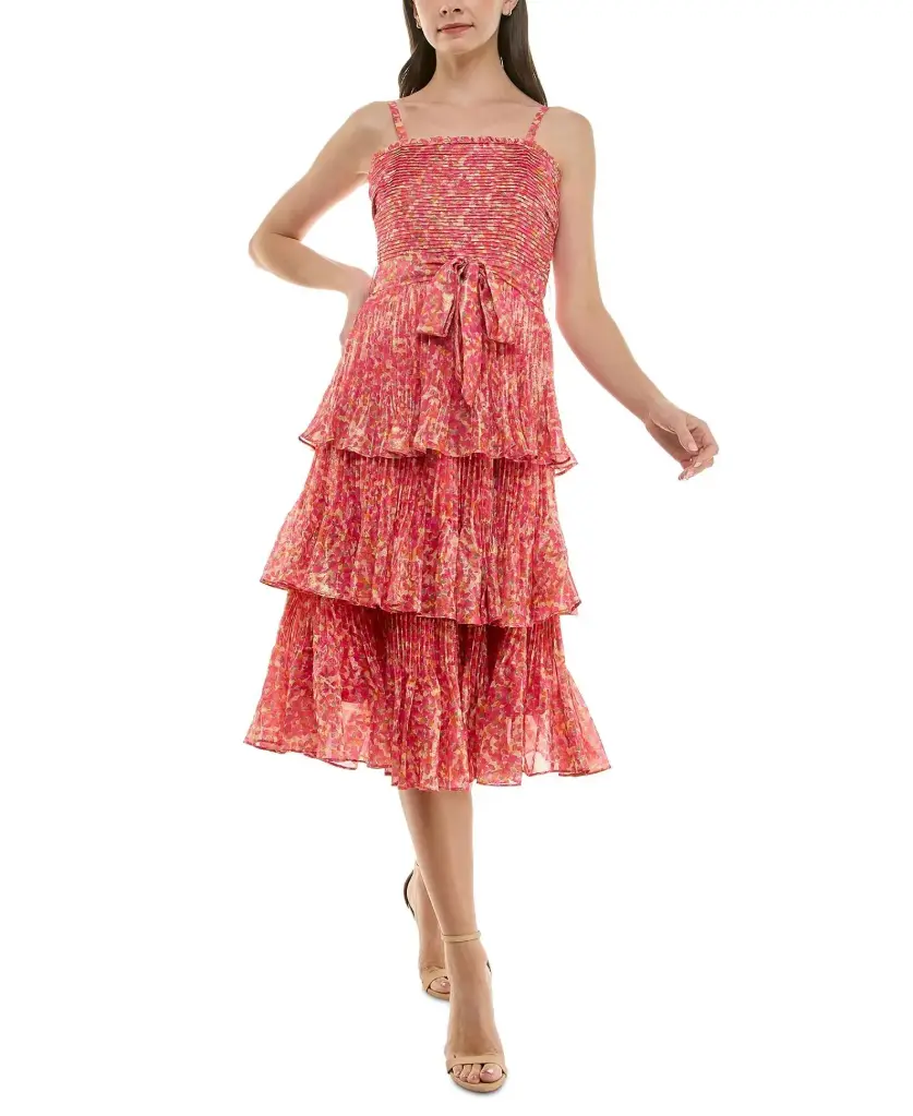 Vestido midi floral en capas 