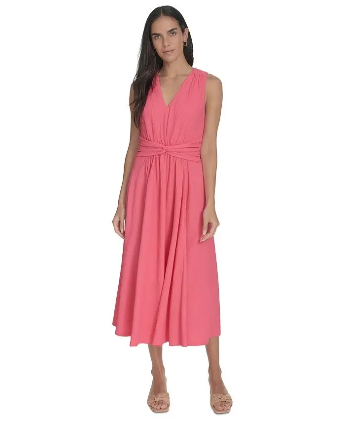 Vestido midi con cintura anudada